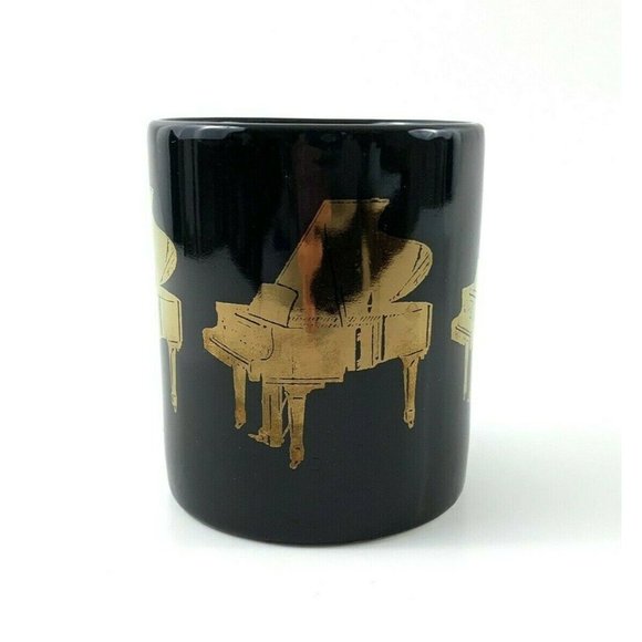 1987 Albert Elovitz Inc Grand Piano Coffee Mug. Black w/ Gold. 10 oz. VGC! - Picture 3 of 7